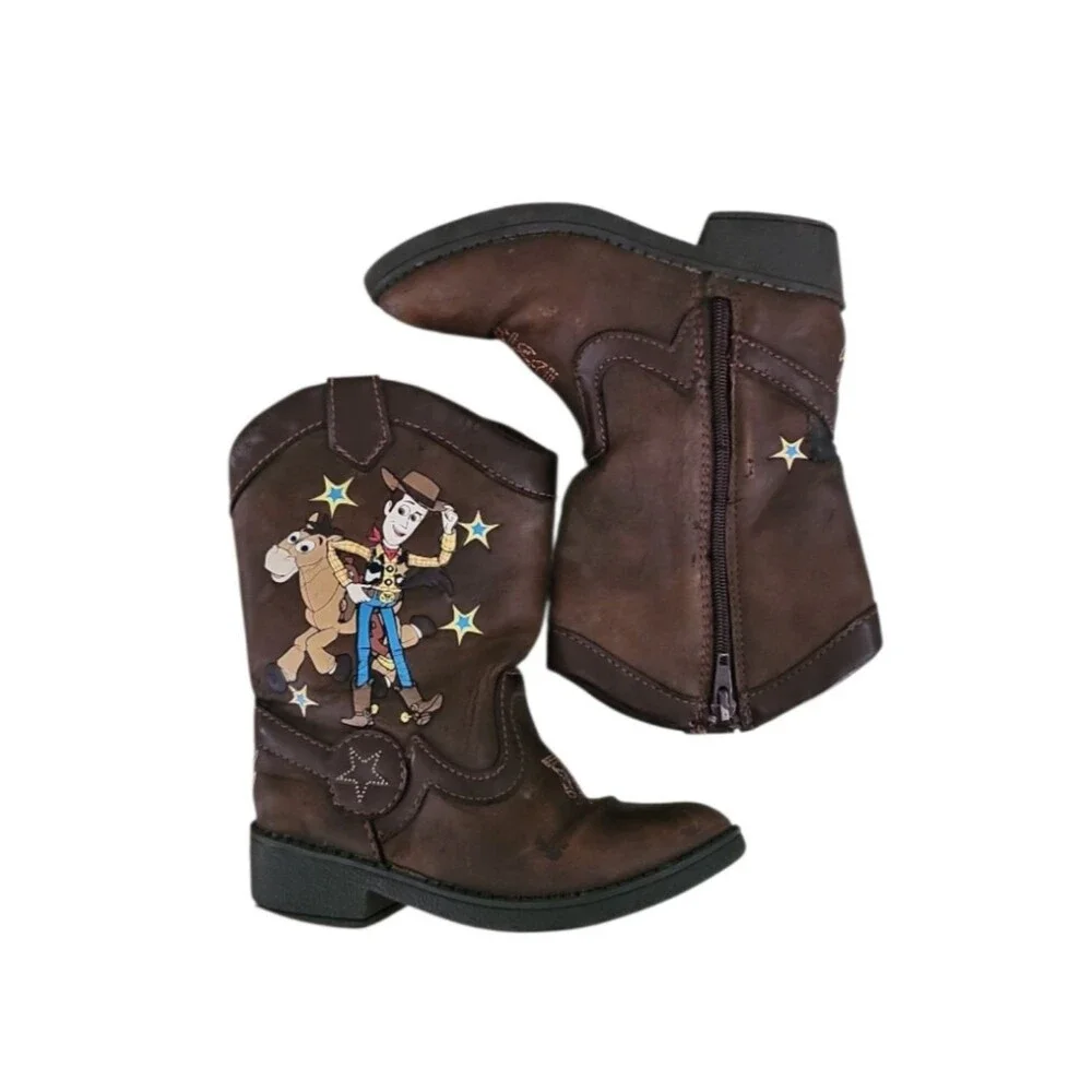 Disney Toy Story Woody Cowboy Boots Youth Size 8 Brown Western Costume Boots